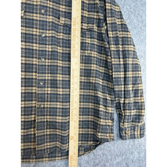 Eddie Bauer Chamois Flannel Shirt Plaid Men’s Size L Heavy Cotton Tan Gray Gorp - Picture 5 of 8
